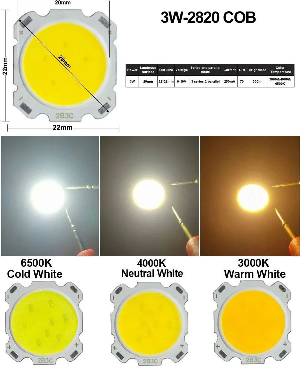 Modules Chip On Board (COB) 3w